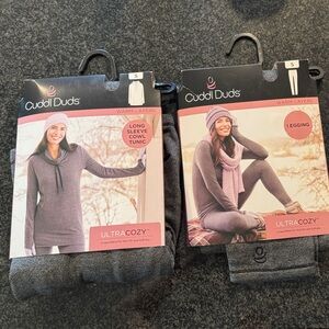 Cuddl Duds UltraCozy Gray Leggings and Cowl Tunic